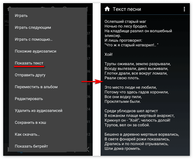 Показать текст песни в KateMobile